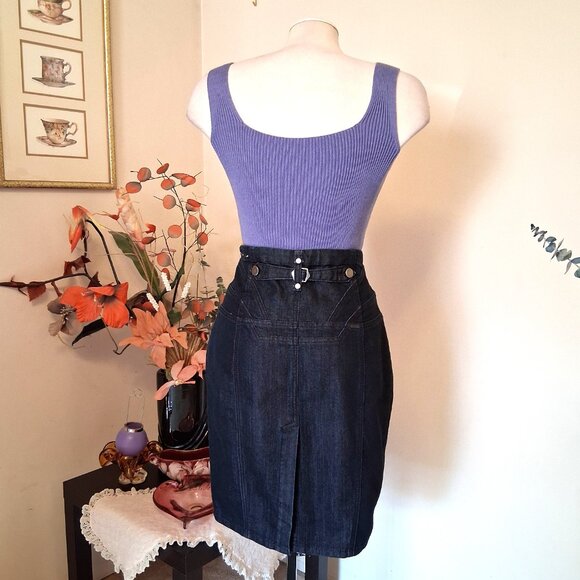 NWOT Kensie Navy Blue Chic Short Denim Skirt Women’s Fall Winter Jean Skirts - Picture 9 of 9